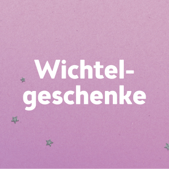 Wichtelgeschenke auf rosa Hintergrund mit Sternen – originelle Geschenkideen für Weihnachten und Wichtelrunden.