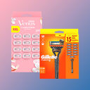 Gillette Großpackungen– umfassende Auswahl an Rasierern, Klingen und Pflegeprodukten für Männer und Frauen.