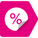 Pinkes Rabattsymbol mit weißem Prozentzeichen, Hinweis auf Rabattaktionen und Preisnachlässe bei BIPA.