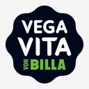 VEGA VITA von BILLA Logo in Weiß und Grün auf dunkelblauem Hintergrund – pflanzliche Produktlinie für vegane Ernährung