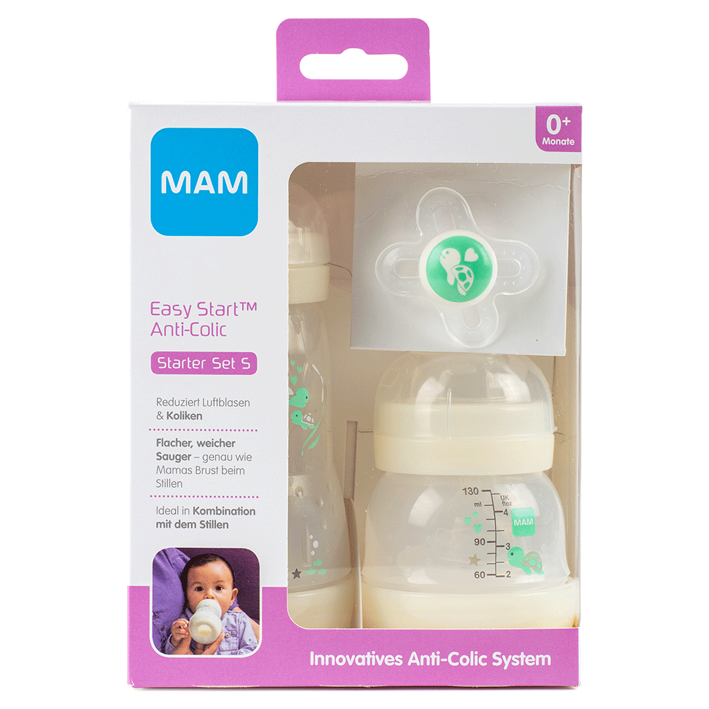 MAM Anti-Colic 15-tlg Starter SET Anti-Kolik Neugeborene Baby Flaschen Schnuller 