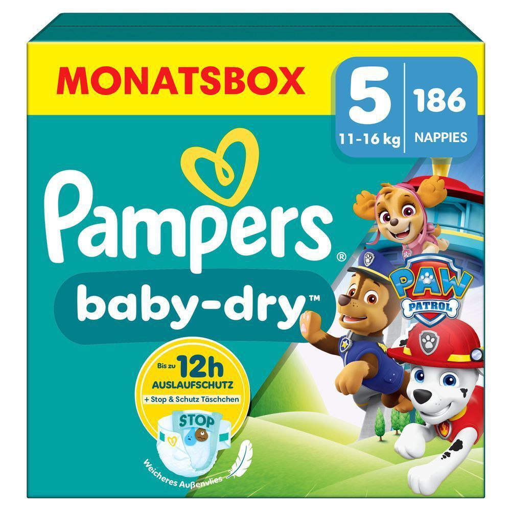 Bild: Pampers Baby-Dry Paw Patrol Edition Größe 5, 11kg-16kg, Monatsbox 