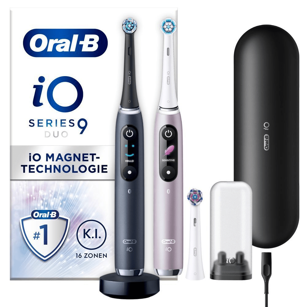 Bild: Oral-B iO Series 9 Duo Elektrische Zahnbürste, Black Onyx/Rose Quartz 