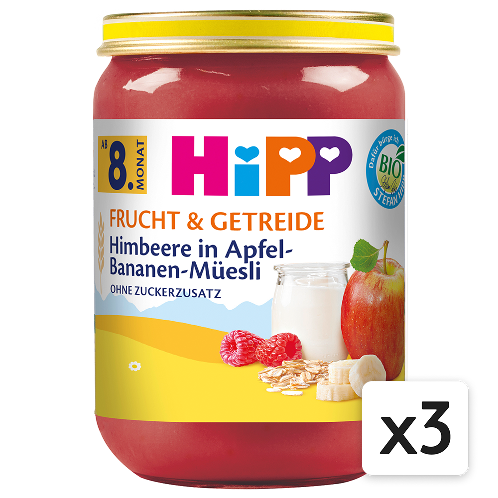 Bild: HiPP Himbeere in Apfel Bananen Müsli 