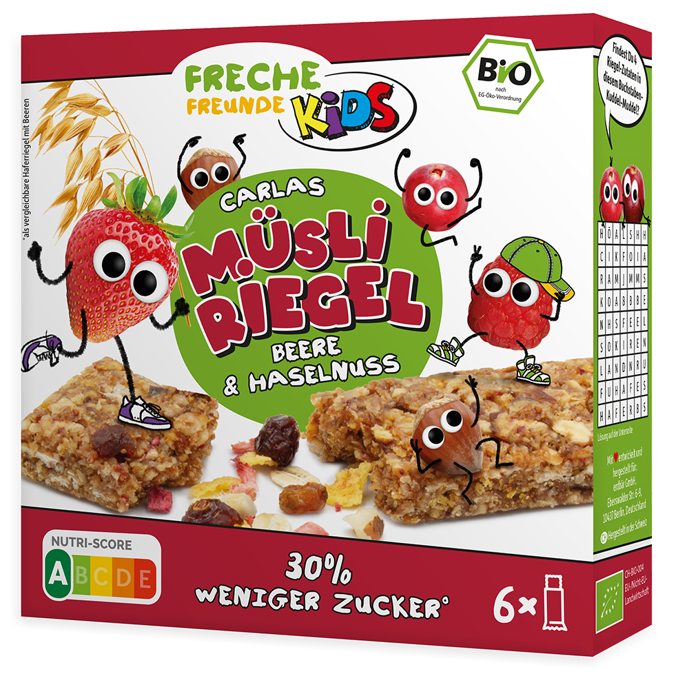 Bild: Freche Freunde Carlas Müsli Riegel Beere und Haselnuss 