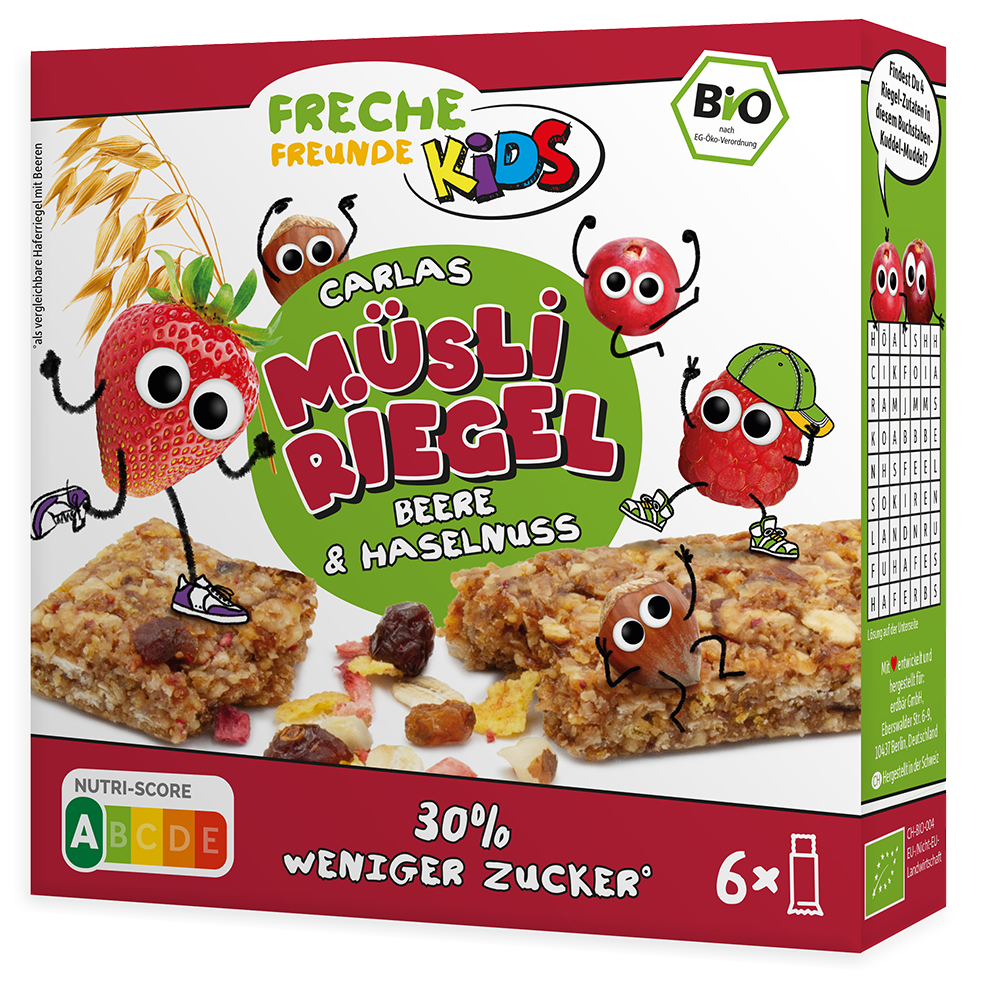 Bild: Freche Freunde Carlas Müsli Riegel Beere und Haselnuss 