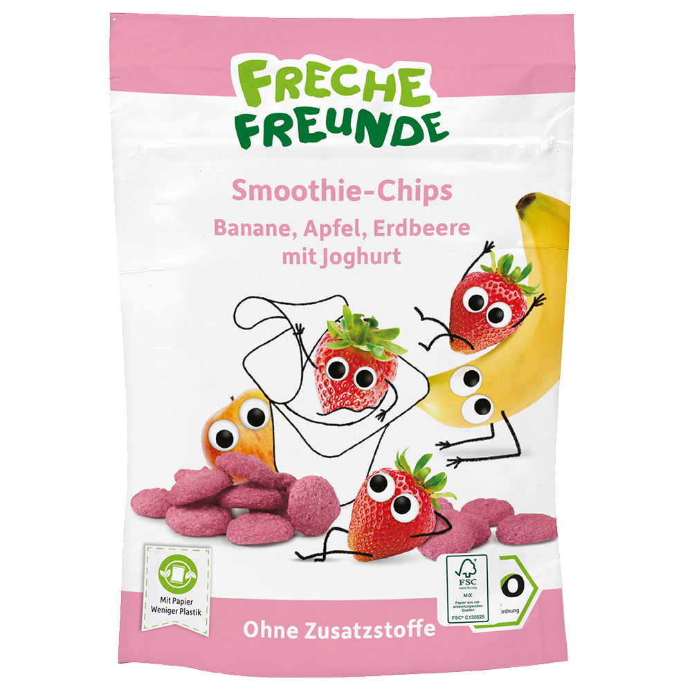 Bild: Freche Freunde Smoothie Chips Apfel, Banane, Erdbeere, Joghurt 
