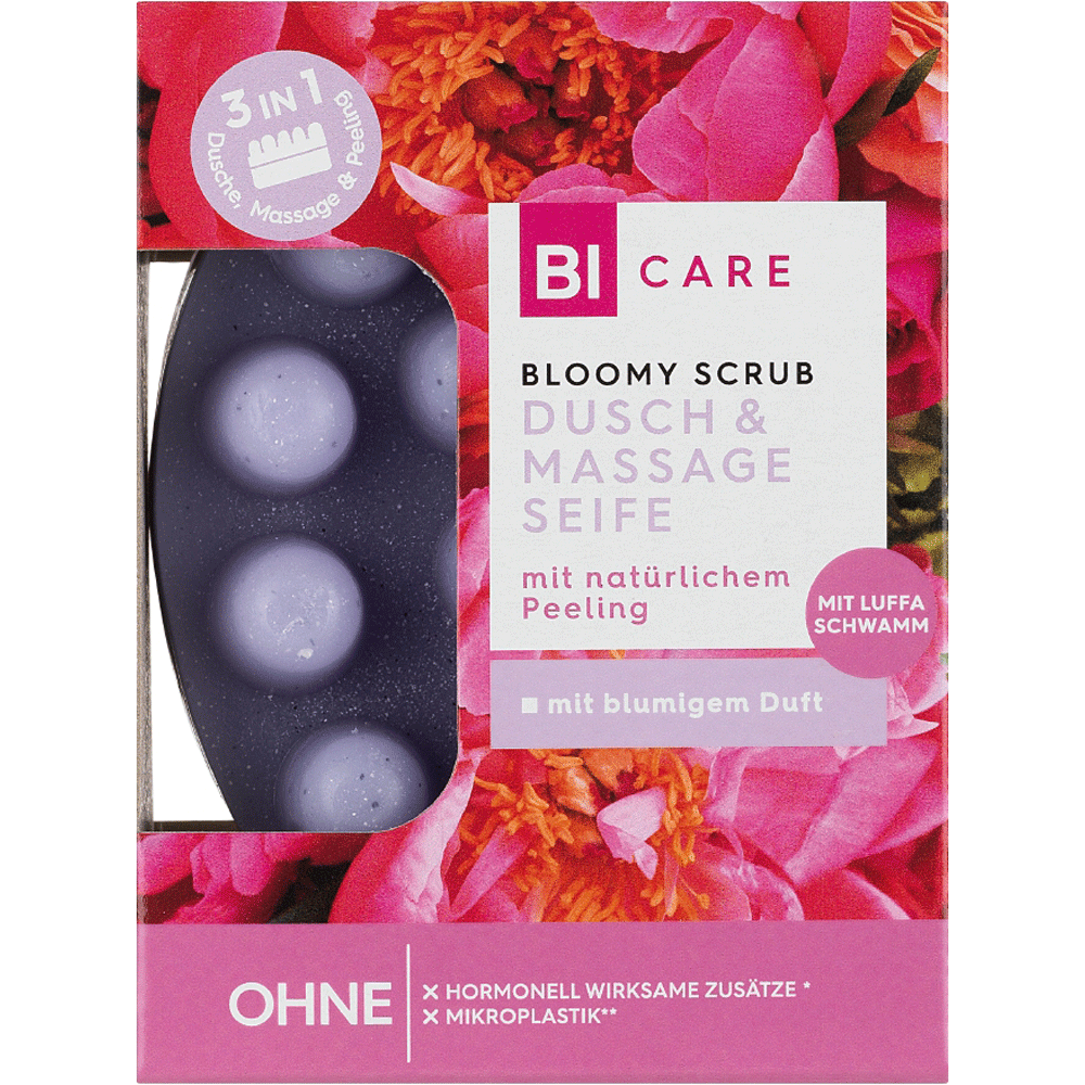 Bild: BI CARE Feste Dusch- & Massageseife mit Luffa Schwamm