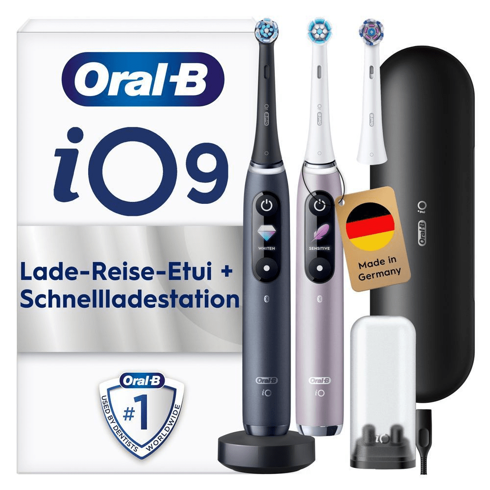 Bild: Oral-B iO Series 9 Duo Elektrische Zahnbürste, Black Onyx/Rose Quartz