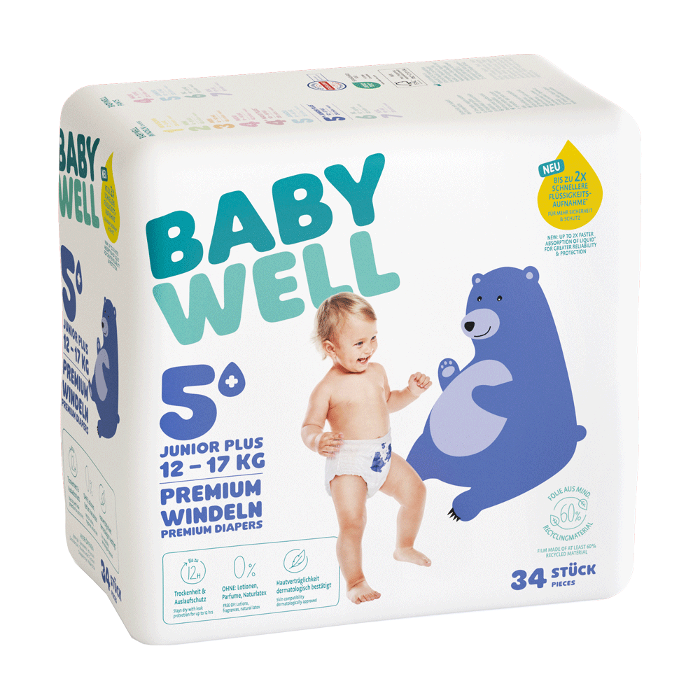 Bild: BABYWELL Premium Windeln Größe 5+, 12-17 kg 