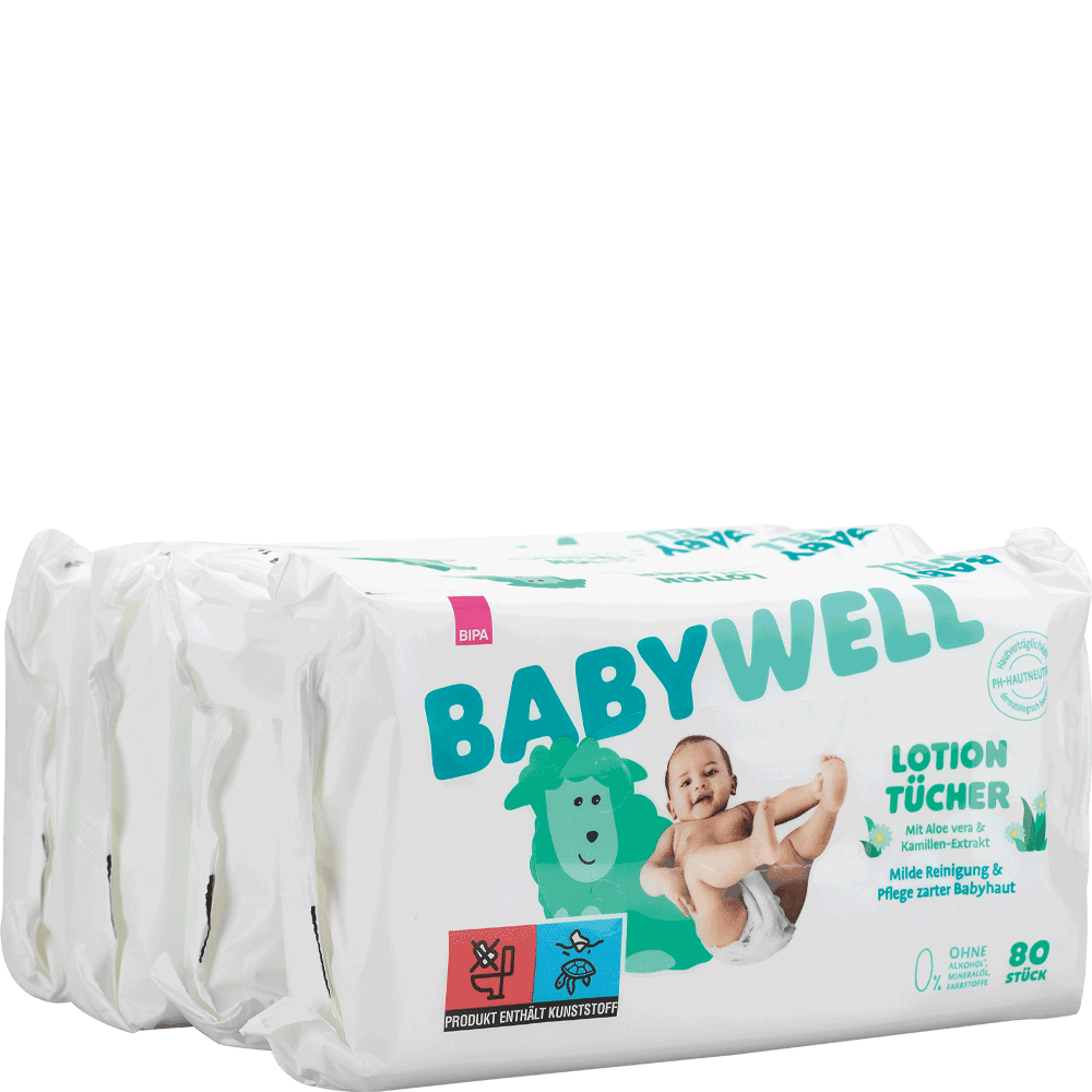 Bild: BABYWELL Lotion Tücher, 4x80 Stück