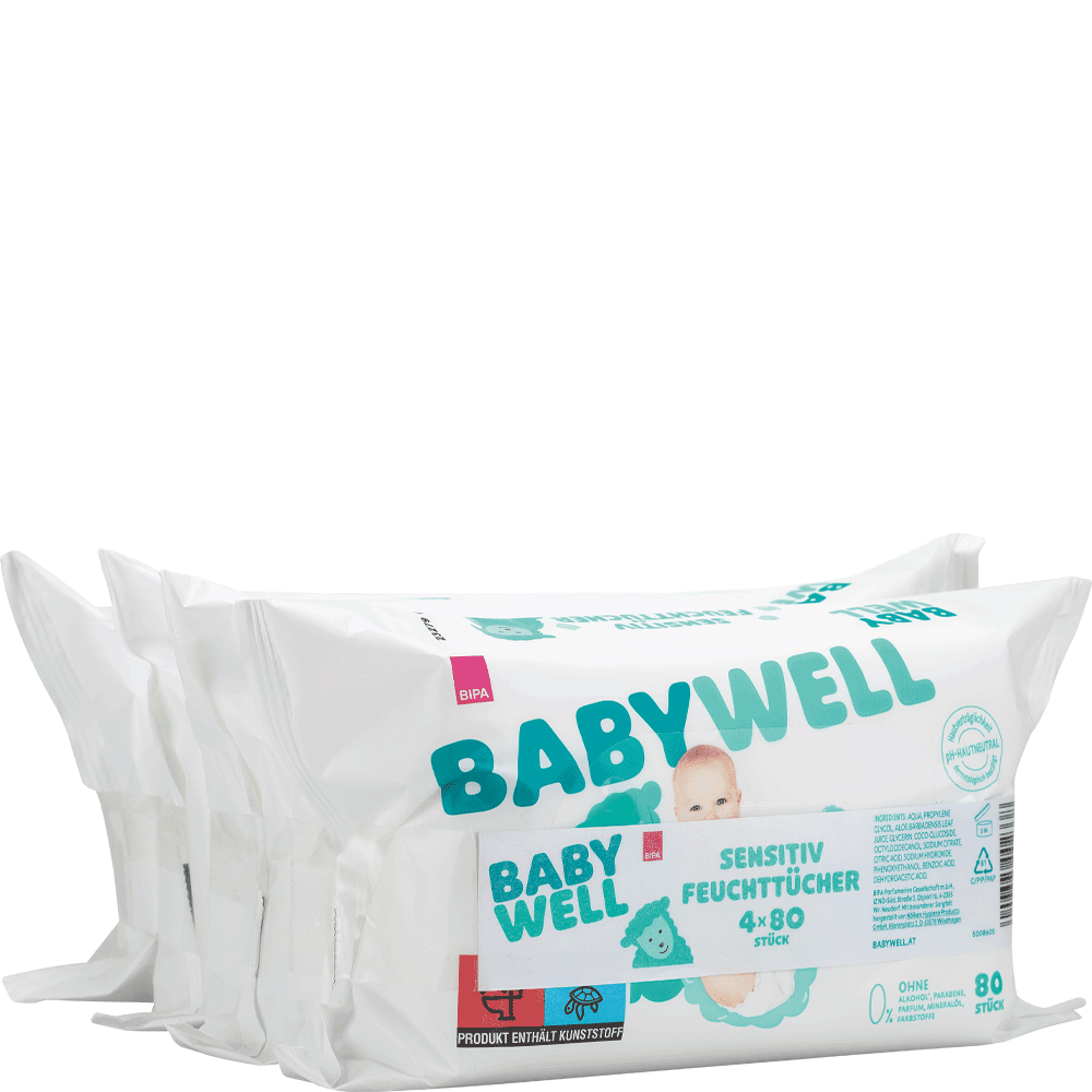 Bild: BABYWELL Sensitiv Feuchttücher, 4x80 Stück