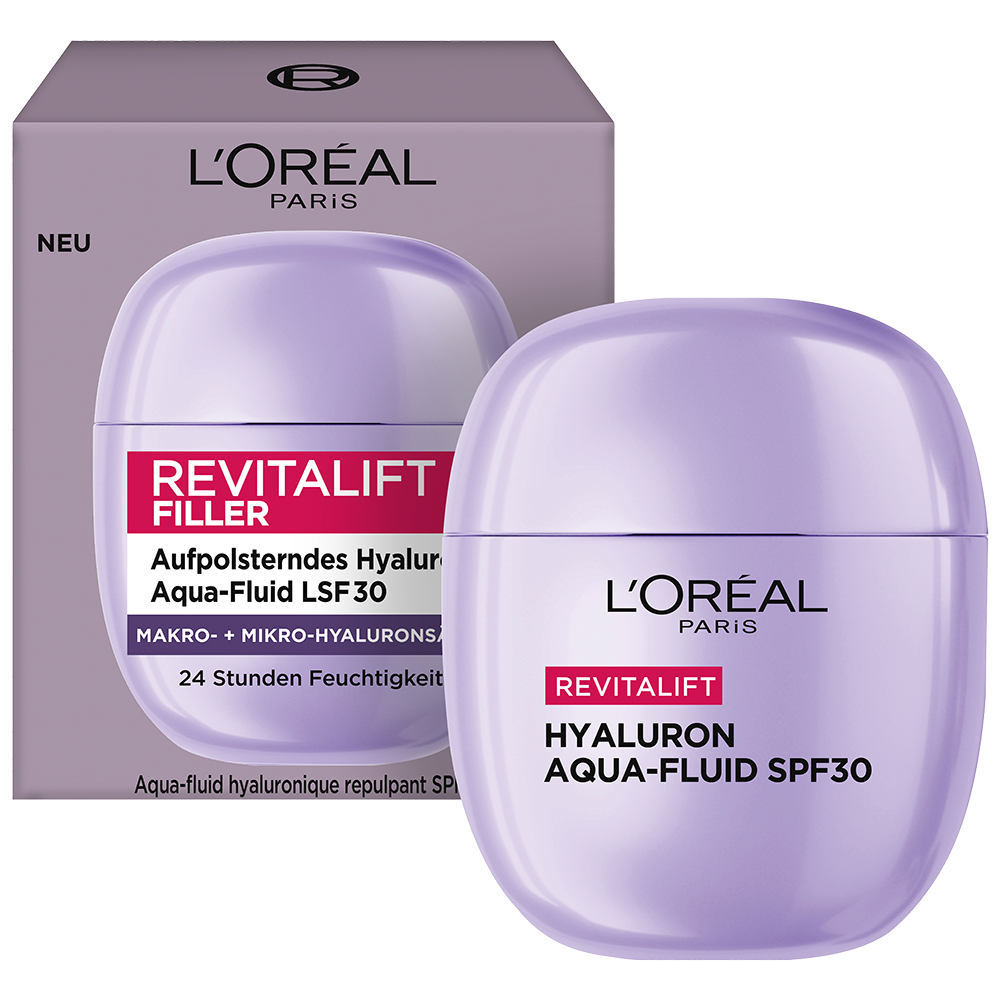 Bild: L'ORÉAL PARIS Revitalift Filler Aufpolsterndes Hyaluron Aqua-Fluid LSF 30 