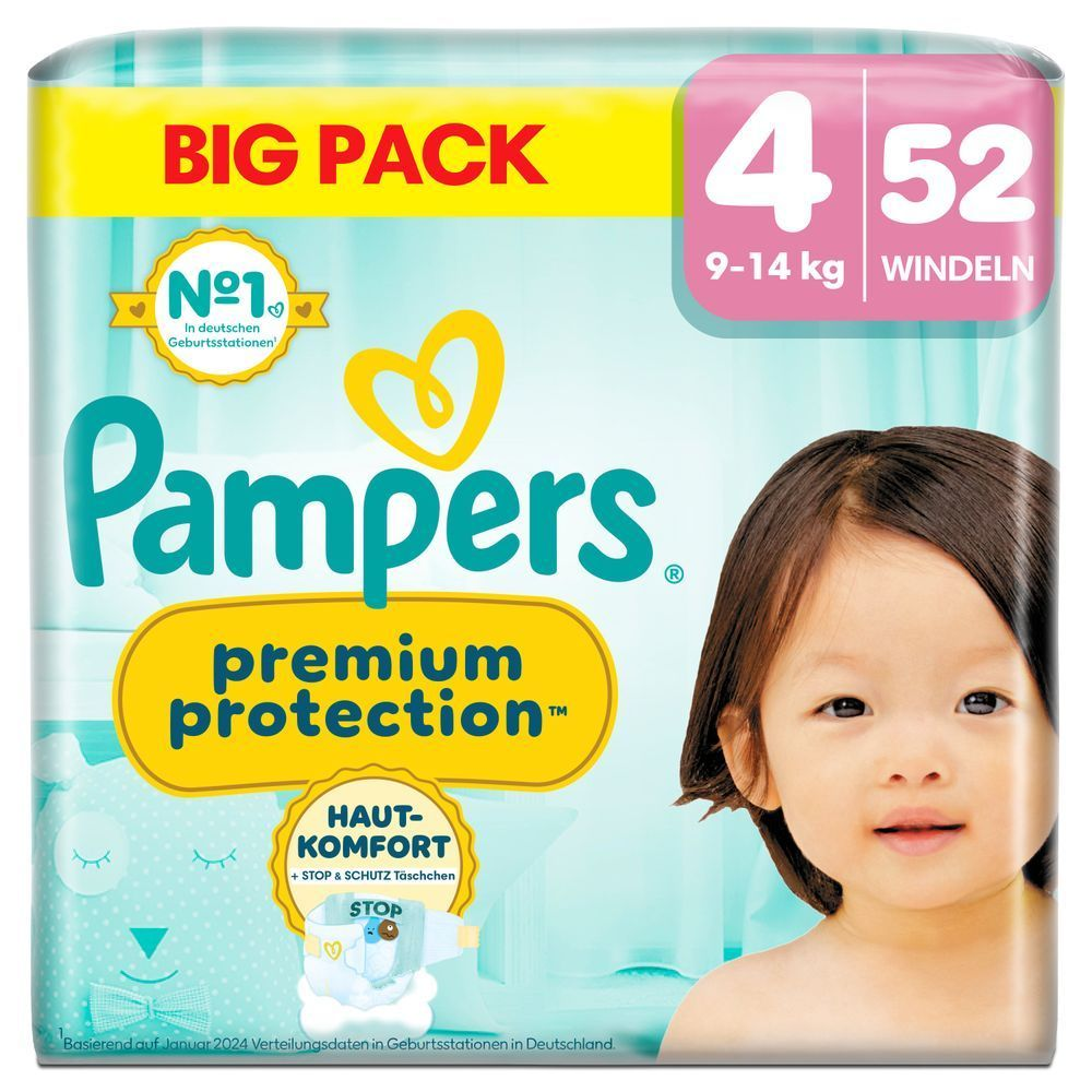 Bild: Pampers Premium Protection Größe 4, 9kg-14kg, Bip Pack 