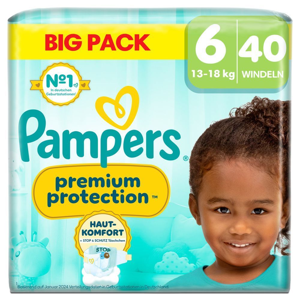Bild: Pampers Premium Protection Größe 6, 13kg-18kg, Big Pack 