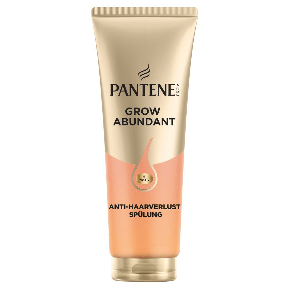 Pantene Pro-V Grow Abundant Anti-Haarverlust Spülung Verpackung, mit dem Fokus auf Anti-Haarverlust.