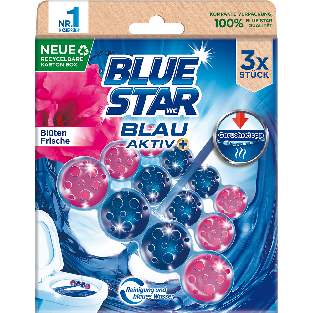 Bild: Blue Star Blau Aktiv WC-Steine Blüten Frische 