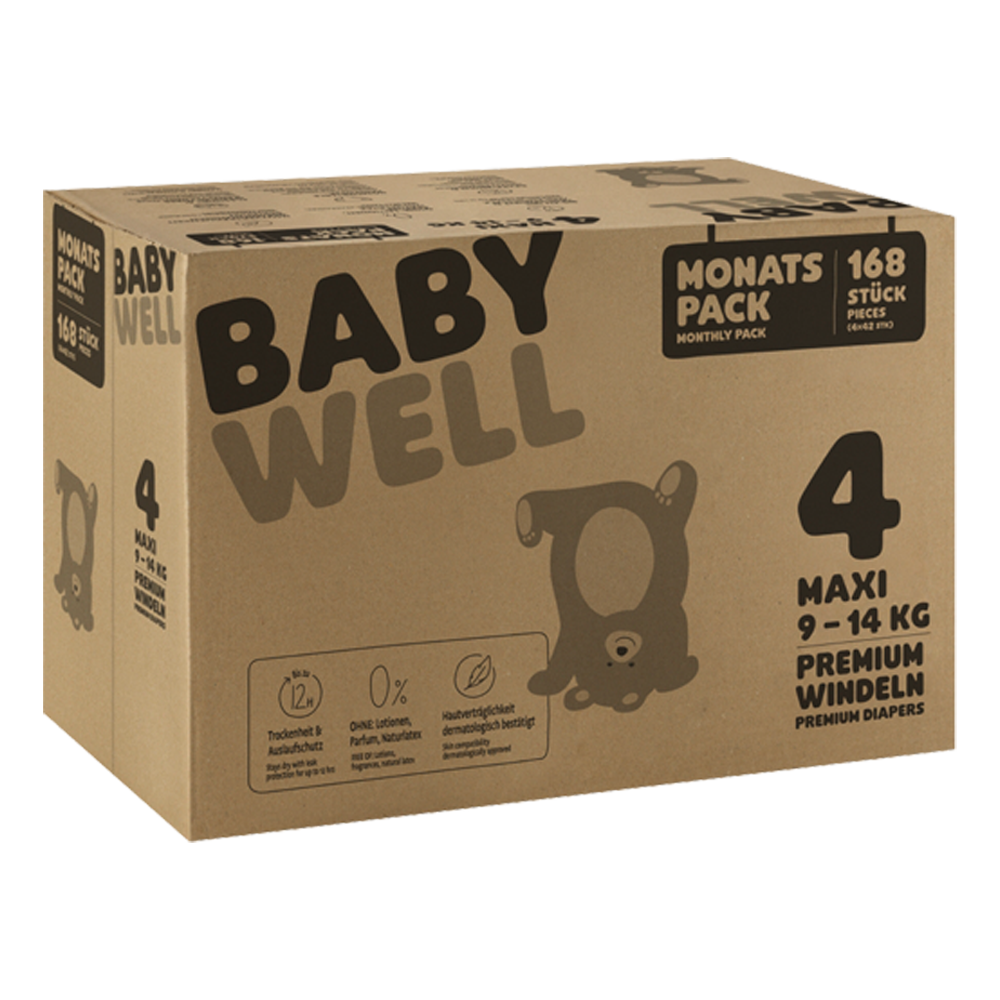 Bild: BABYWELL Premium Windeln Monatspack Gr.4, 9-14kg 