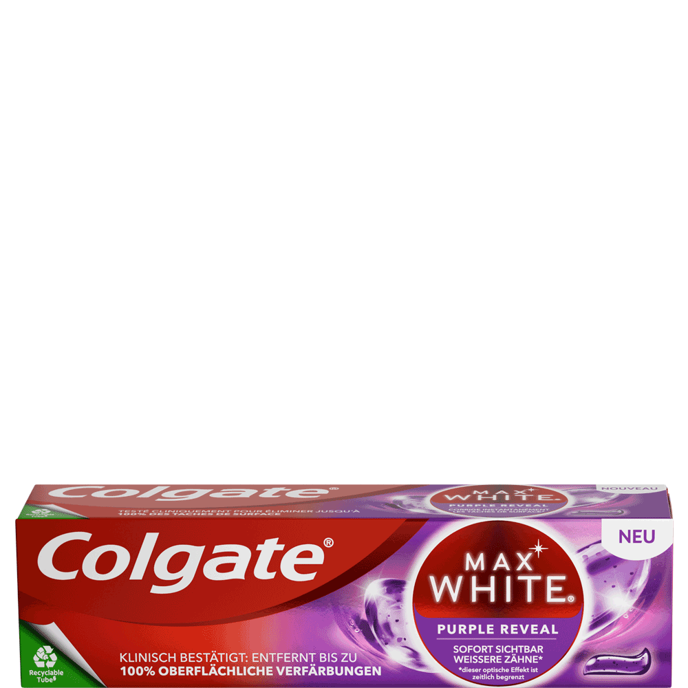 Bild: Colgate Max White Purple Reveal Instant Whitening-Zahnpasta