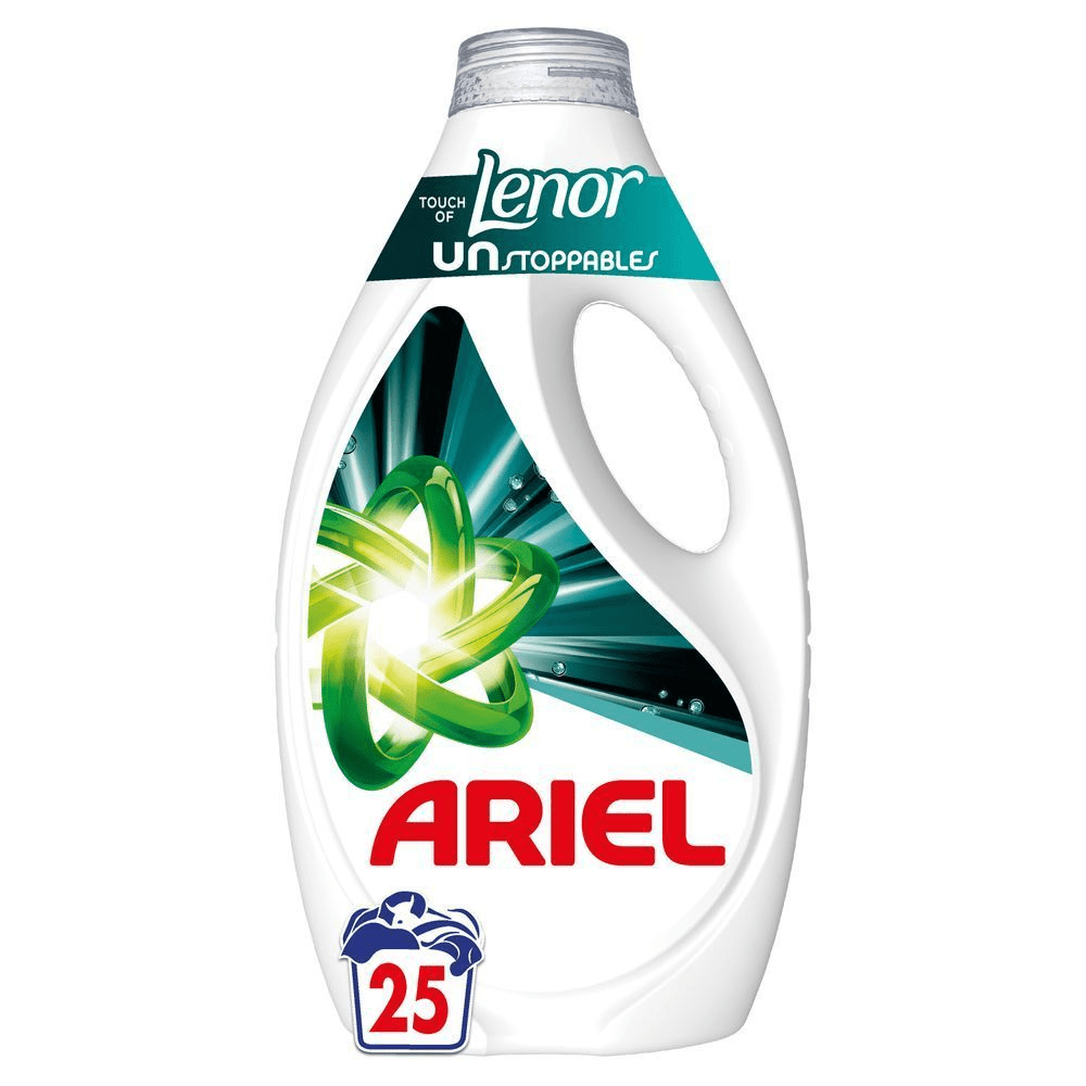 Ariel Flüssigwaschmittel mit einem Hauch von Lenor Unstoppables, 25 Waschladungen [EN] Ariel liquid with a touch of Lenor Unstoppables, 25 washes [IT] Ariel liquido con un tocco di Lenor Unstoppables, 25 lavaggi;