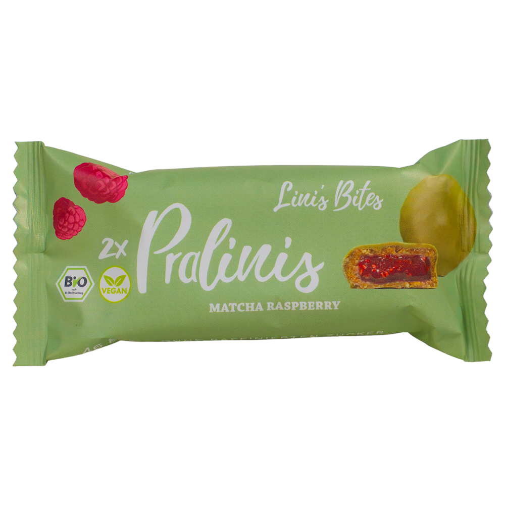 Bild: Linis Bites Pralinis Matcha Raspberry 