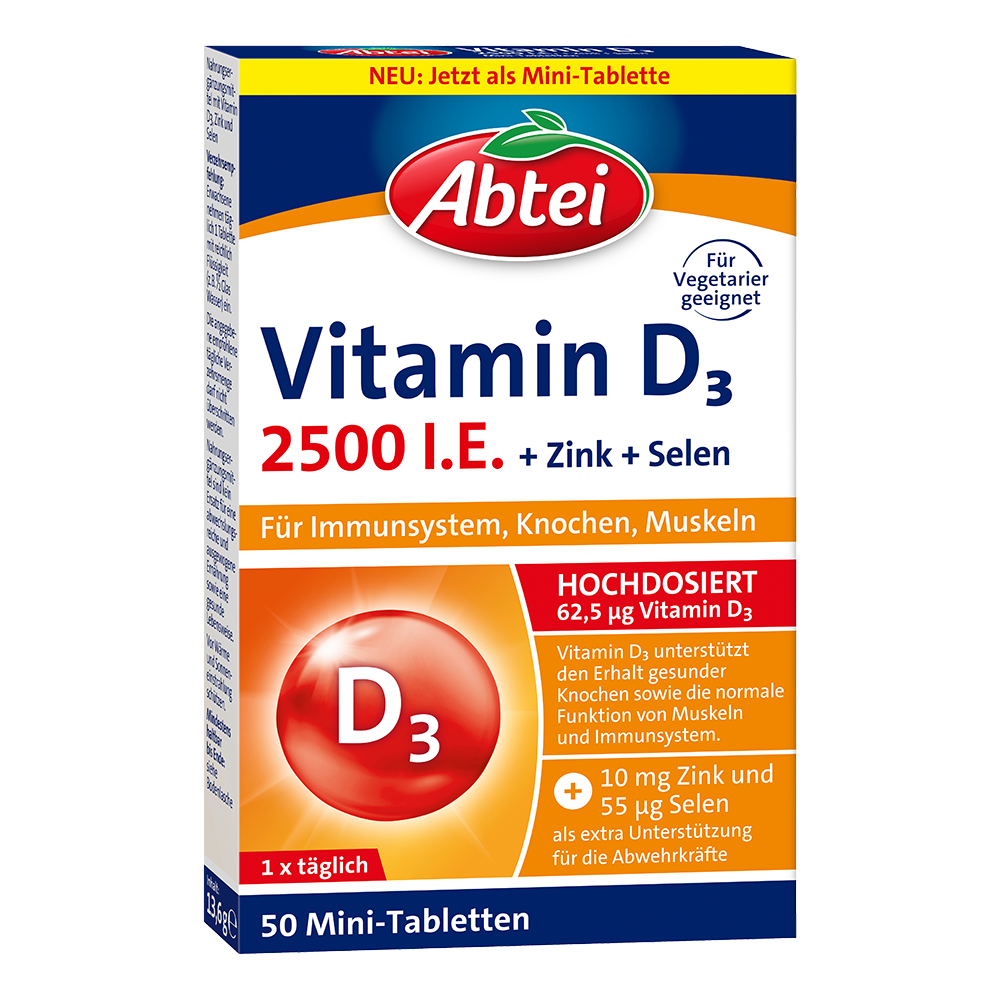 Bild: Abtei Vitamin D3 2500 I.E + Zink + Selen