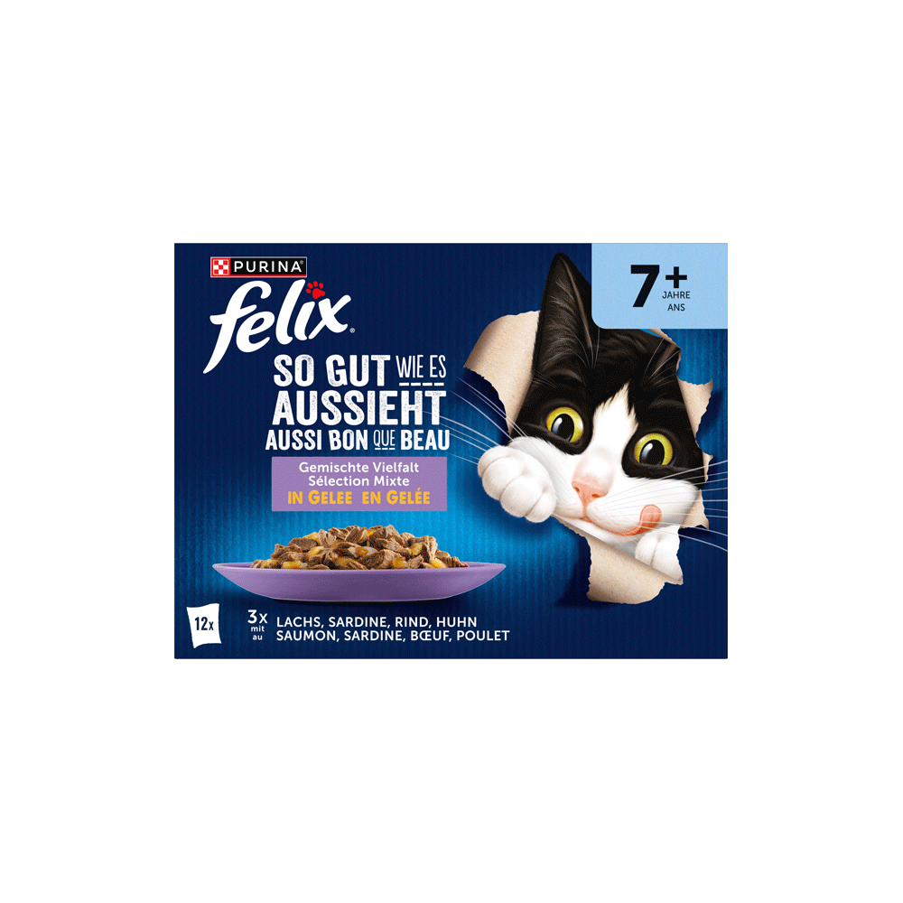 Bild: Felix Geschmischte Vielfalt in Gelee Huhn Rind Sardine Lachs 
