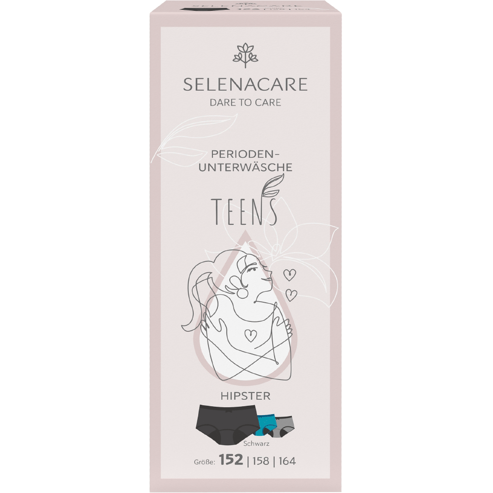 Bild: SELENACARE Menstruationswäsche Teens Hipster, Schwarz