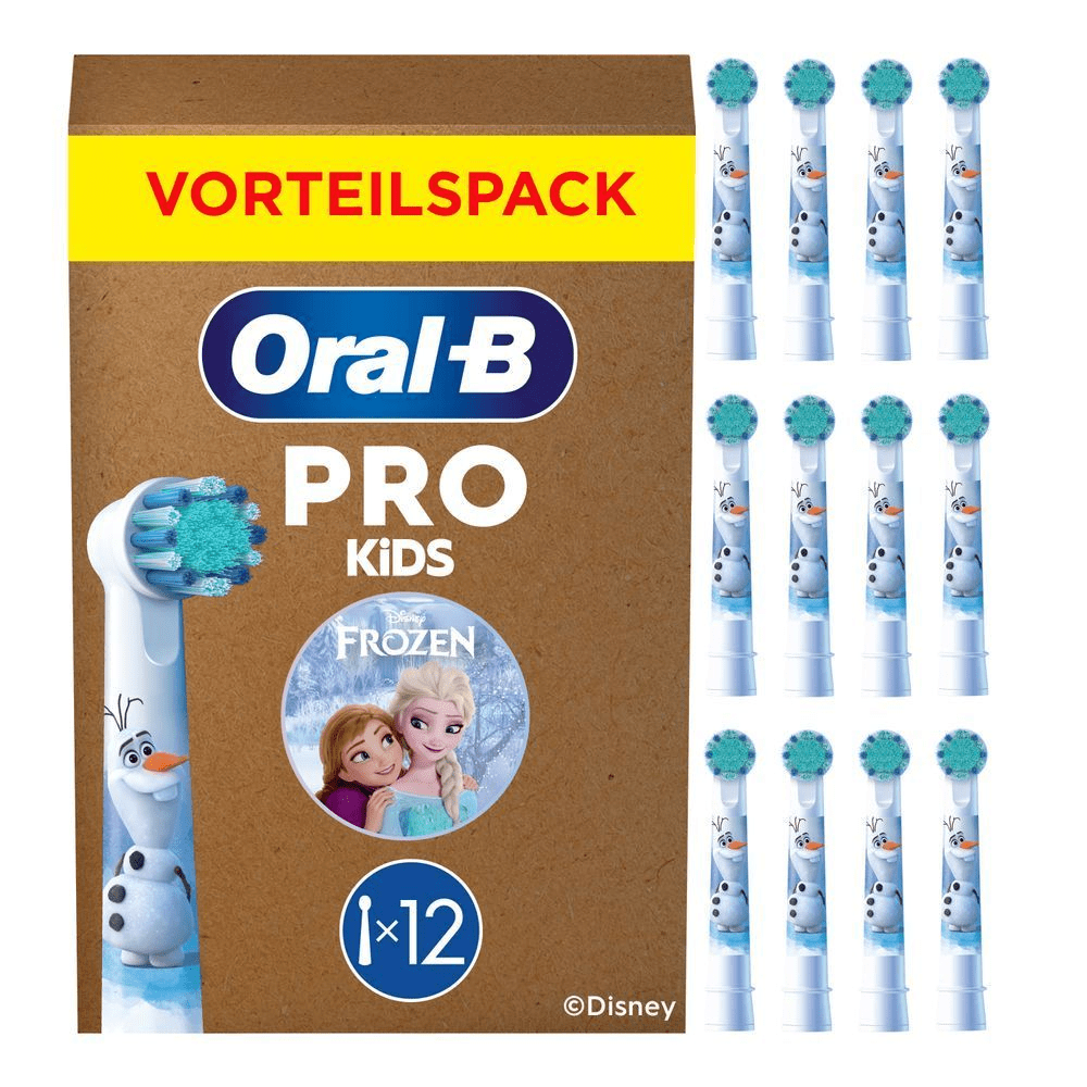 Oral-B PRO Kids Frozen Aufsteckbürsten Vorteilspack, 12 Stück mit Olaf-Motiv.