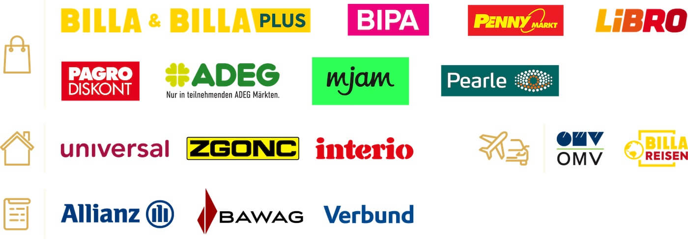 Logos der Partnerunternehmen des Jö-Bonusclub