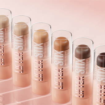 7 Lifter Stix in Hauttönen von hell bis dunkel – Make-up Vielfalt, inklusives Beauty-Produkt.  - Link zu Lifter Stix