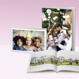 Fotobuch mit Hochzeits- und Kinderfotos – Erinnerungen gestalten, personalisierte Fotogeschenke, hochwertiger Druck.