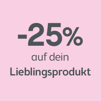 Pinkfarbener Rabatt-Sticker mit -25 % auf Lieblingsprodukt, für Filialnutzung