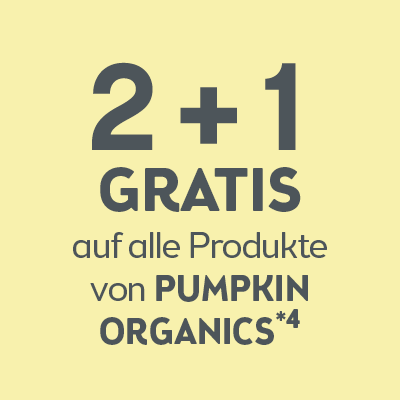 2+1 Gratis auf alle Produkte von Pumpkin Organics
