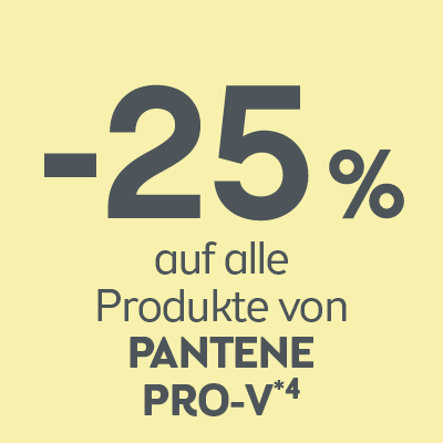 -25 % auf alle PANTENE PRO-V Produkte – Haarpflege-Angebot für Shampoo, Spülung & Styling entdecken.