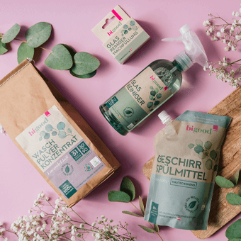 Biogood Reinigungsmittel: Waschpulver, Glasreiniger & Spülmittel – nachhaltig, vegan & umweltfreundlich.
