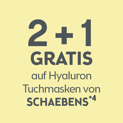 2+1 auf Hyaluron Tuchmasken von Schaebens