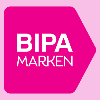 Pinker Badge mit dem Wording "BIPA Marken" auf rosa Hintergrund. Führt zur BIPA Marken Seite