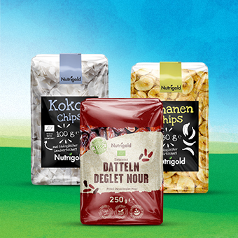 Trockenfrüchte von Nutrigold – ungesüßtes, natürliches Trockenobst für Snacks und Müslis.