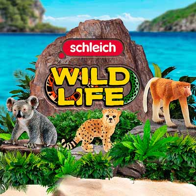 Schleich Wild Life Figuren: Koala, Gepard und Affe vor tropischem Meer, Naturspielzeug für Kinder