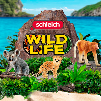 Schleich Wild Life Figuren: Koala, Gepard und Affe vor tropischem Meer, Naturspielzeug für Kinder