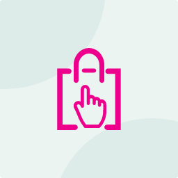 Icon mit Einkaufstasche und einer Hand