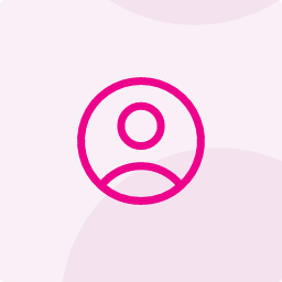 Magenta Benutzer-Icon auf hellrosa Hintergrund mit runden Formen – Infos für Login und Benutzerkonto.