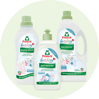 Baby Artikel: Frosch Babyprodukte – hautfreundliche Pflege und Reinigung für Babys, frei von schädlichen Zusätzen.