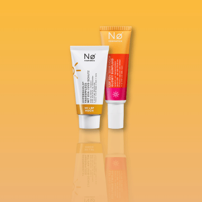 Sonnenschutzprodukte in Gelb und Rot – effektiver UV-Schutz für Gesicht und Körper.