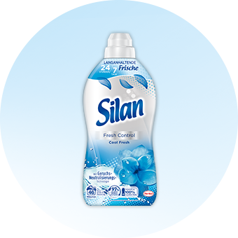 Silan Fresh Control Weichspüler mit blauer Blütengrafik – 24h Frische & Pflege für langanhaltend duftende Wäsche. - Link zur Markenseite/Fresh Control
