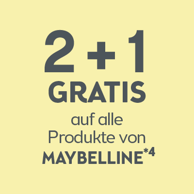2+1 Gratis auf alle Produkte Maybelline