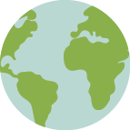 Weltkugel mit grünen Kontinenten und blauen Meeren auf weißen Hintergrund.