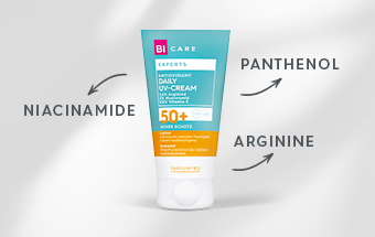 BI CARE UV-Cream SPF 50+ mit Niacinamid, Panthenol & Arginin für antioxidativen Schutz vor Sonnenstrahlung