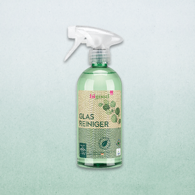 bi good Glasreiniger Sprayflasche als Symbol für umweltfreundliche, vegane Reinigungsprodukte